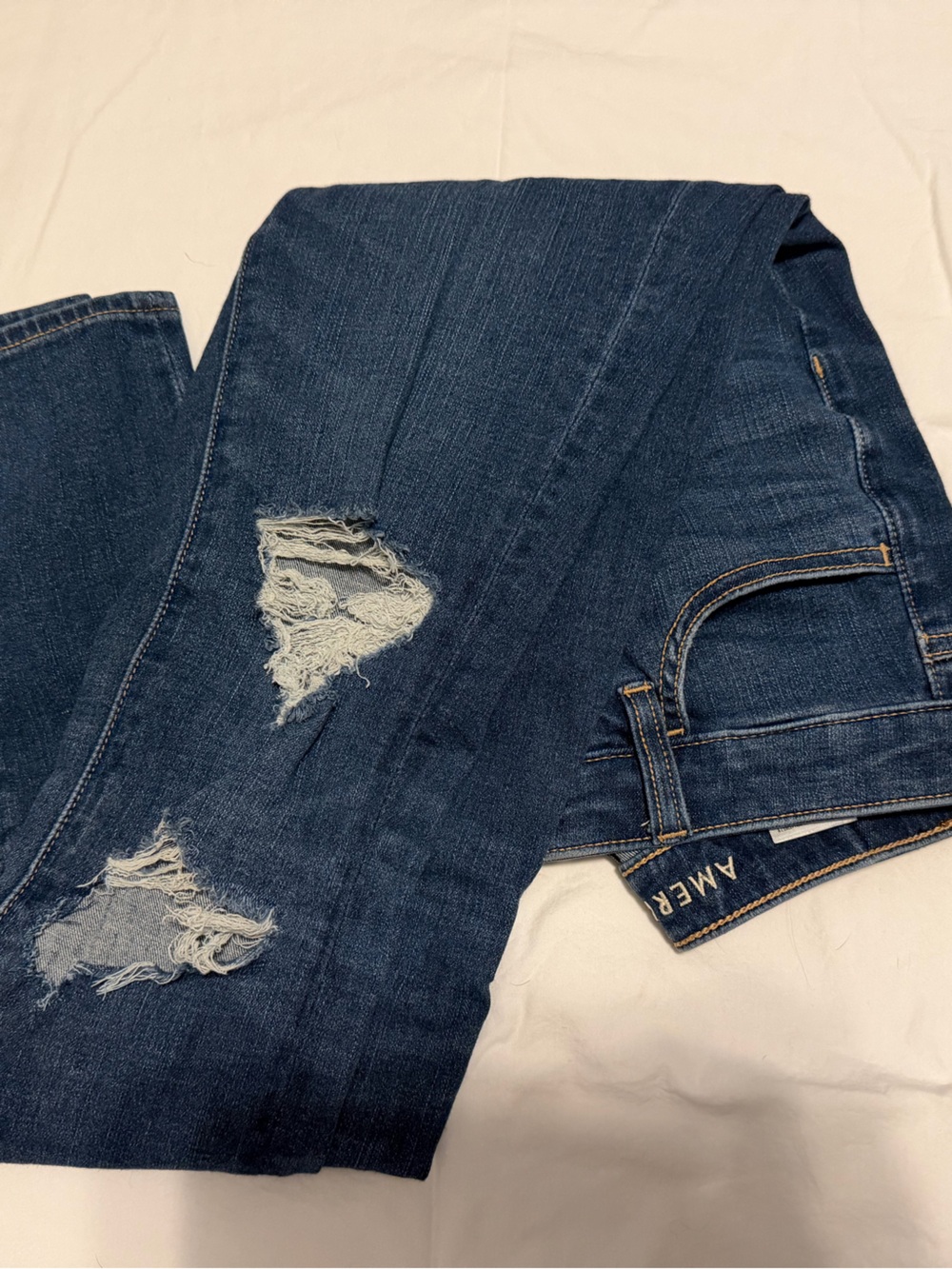 American Eagle Outfitters Dark Blue Skinny Distressed Jeans